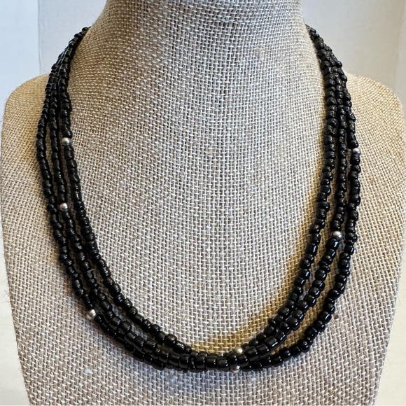 SILPADA Triple 3 Strand Black Glass Beads & Sterling Silver Beads Necklace - Picture 16 of 16